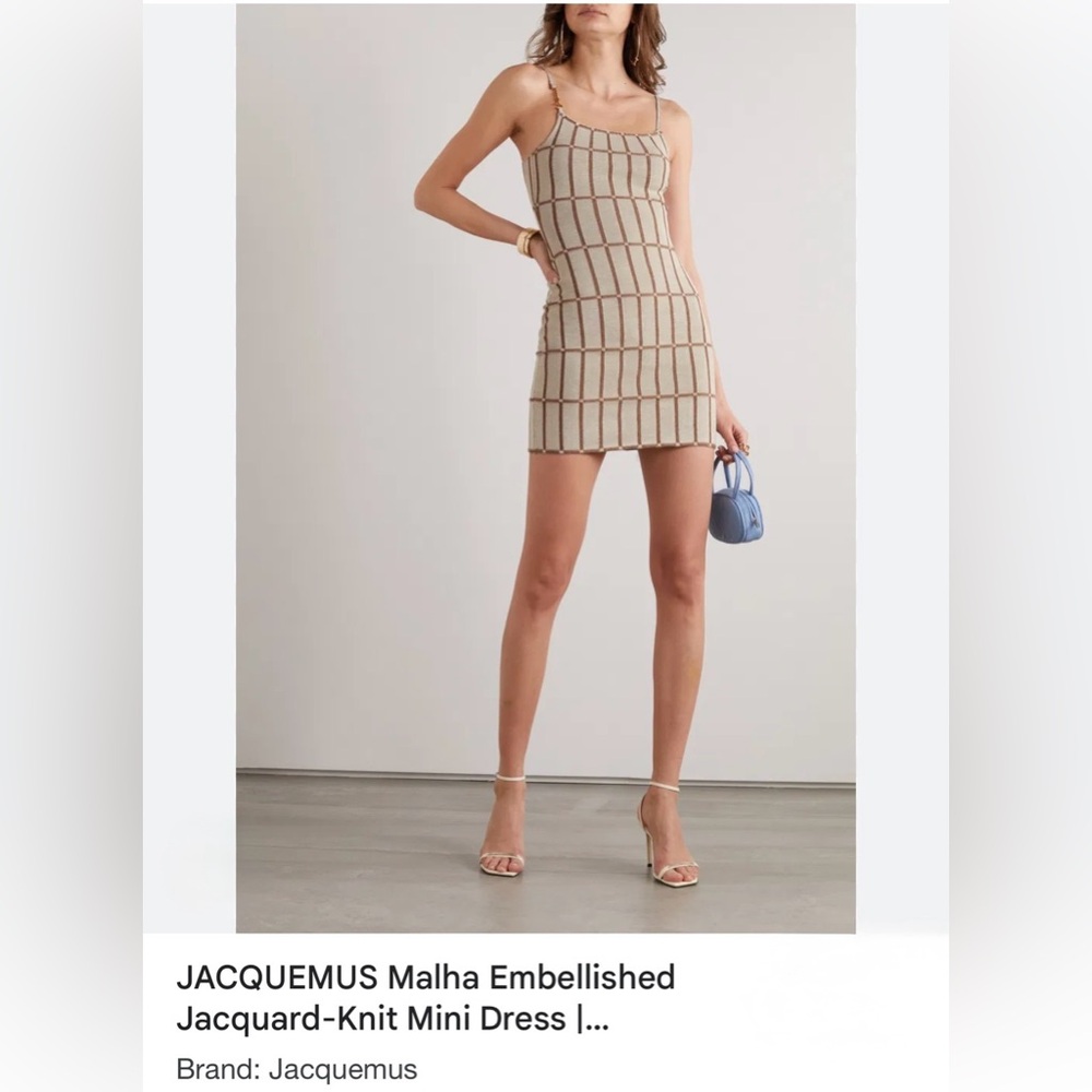 Jacquemus Beige Checkered Mini Dress